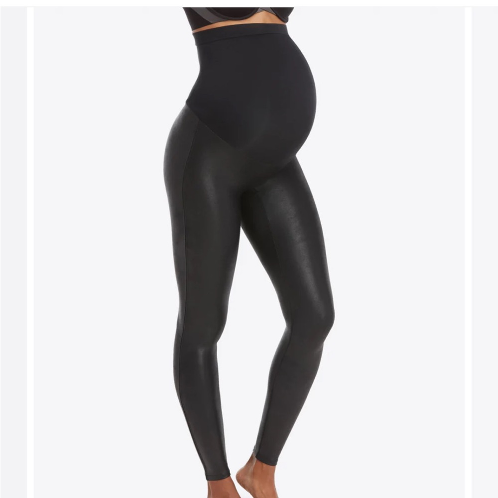 Like New Spanx Faux Leather Maternity Leggings